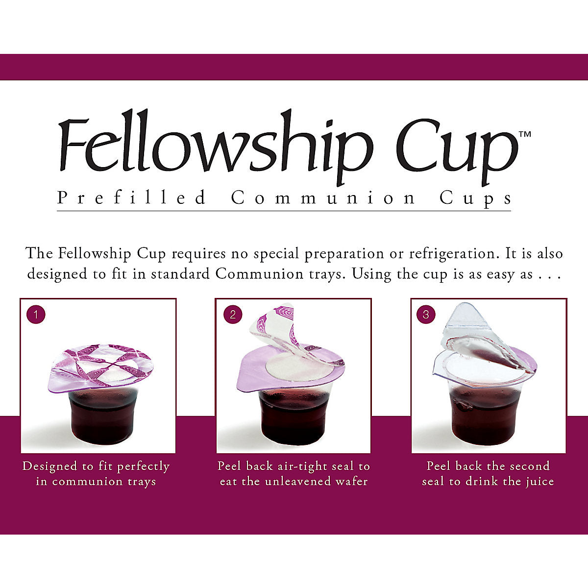 Fellowship Cup Prefilled Communion Cups with Juice and Soft Wafer (250 Count Box)