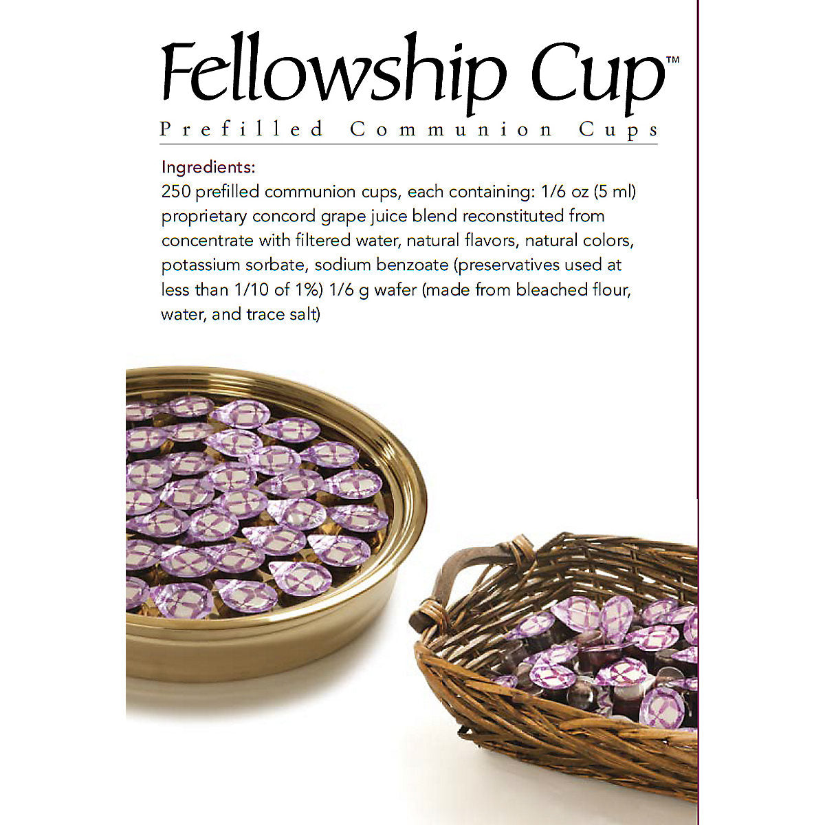 Fellowship Cup Prefilled Communion Cups with Juice and Soft Wafer (250 Count Box)