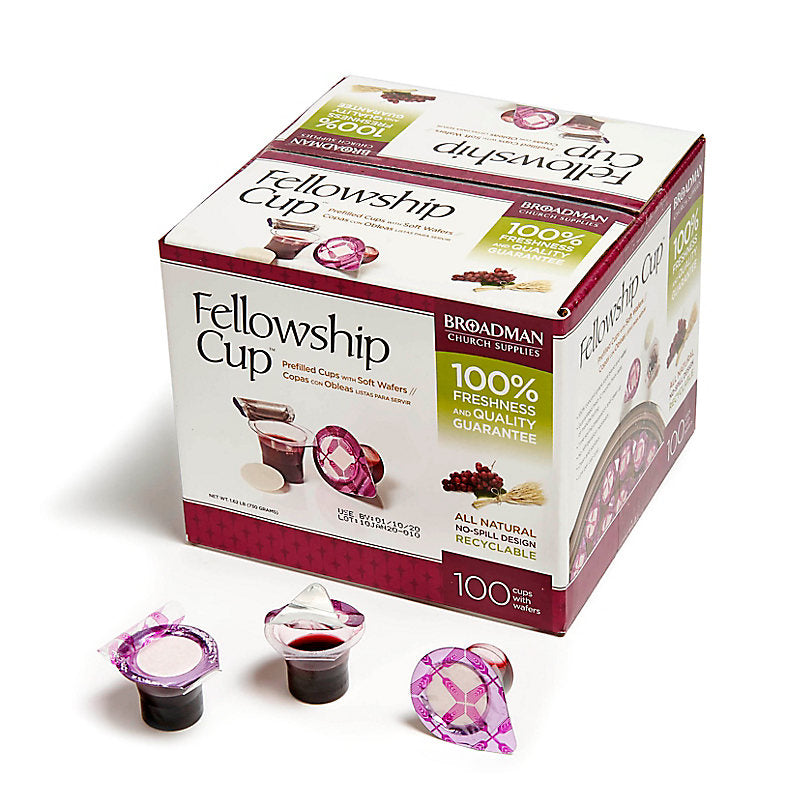 Fellowship Cup Prefilled Communion Cups with Juice and Soft Wafer (100 Count Box)