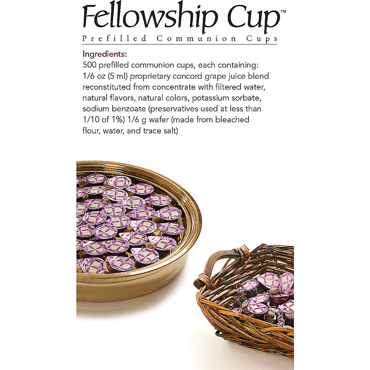 Fellowship Cup Prefilled Communion Cups with Juice and Soft Wafer (500 Count Box)