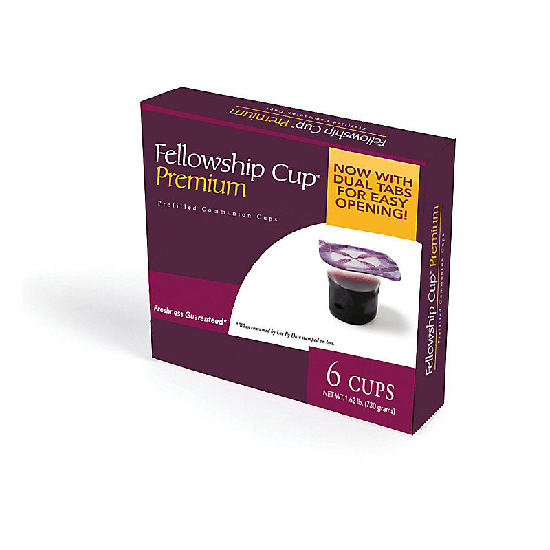 Fellowship Cup Premium - Prefilled Communion Cups with Juice and Wafer (6 Count Box)