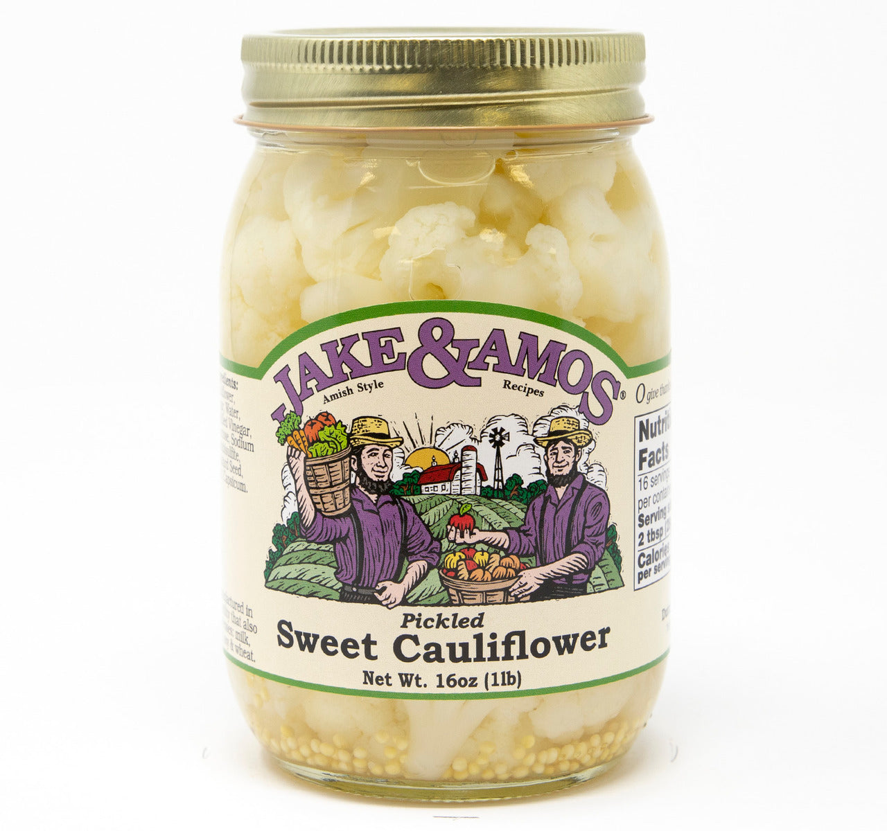 Jake & Amos Pickled Sweet Cauliflower - 16 Oz Jar