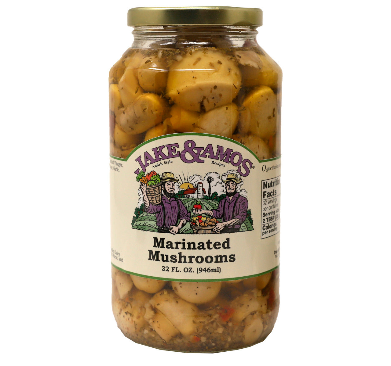 Jake & Amos Marinated Mushrooms - 32 Oz Jar