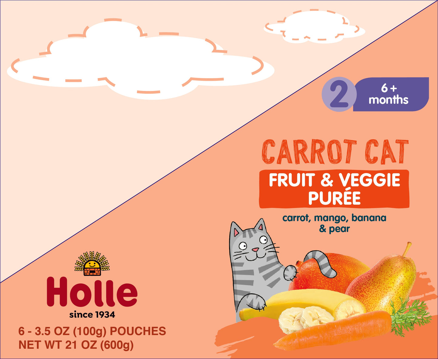 Carrot Cat - Fruit & Veggie Puree carrot, mango, banana & pear