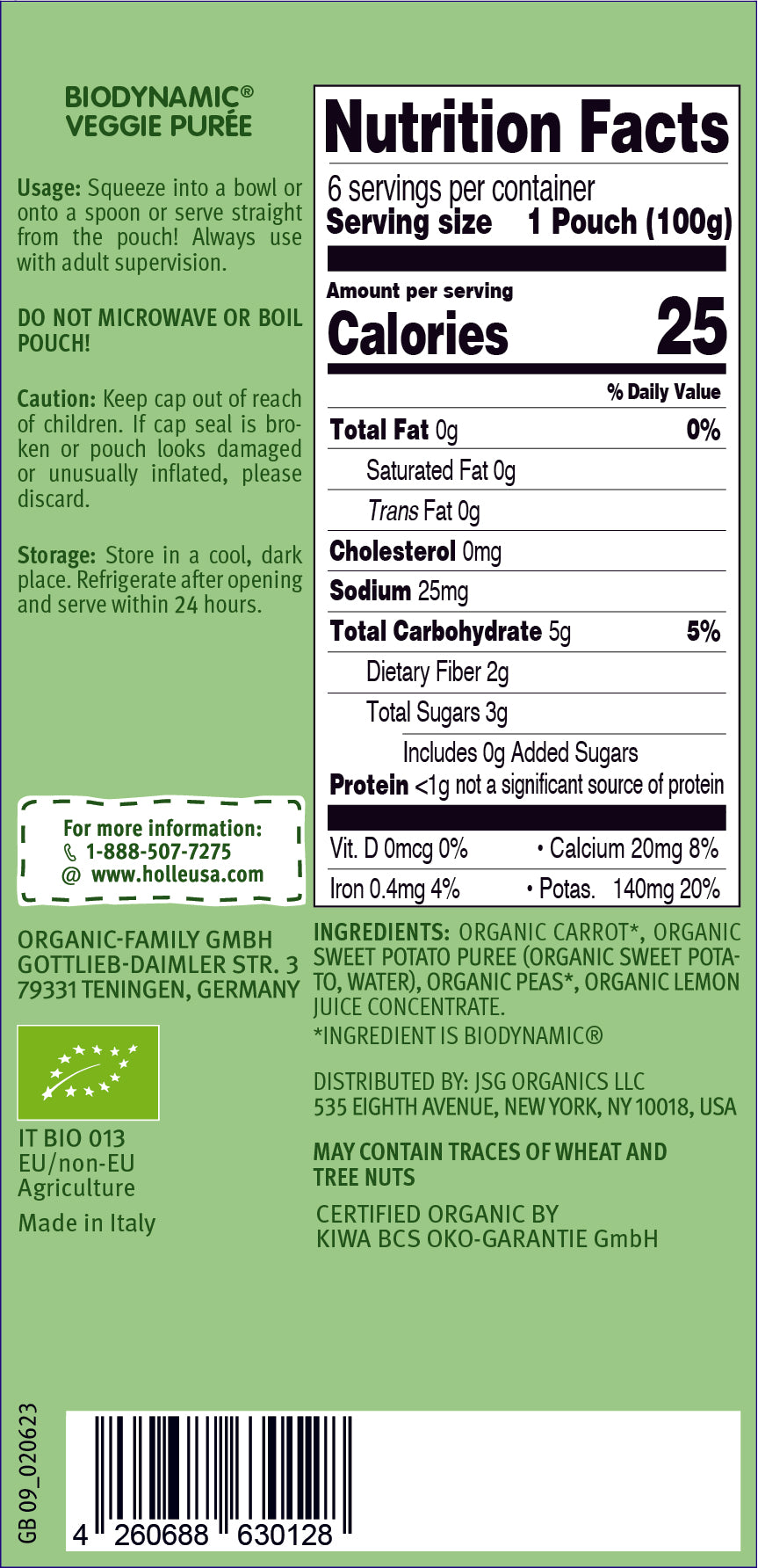 Holle Baby Food - 6 Pouches - Organic Veggie Puree - Veggie Bunny