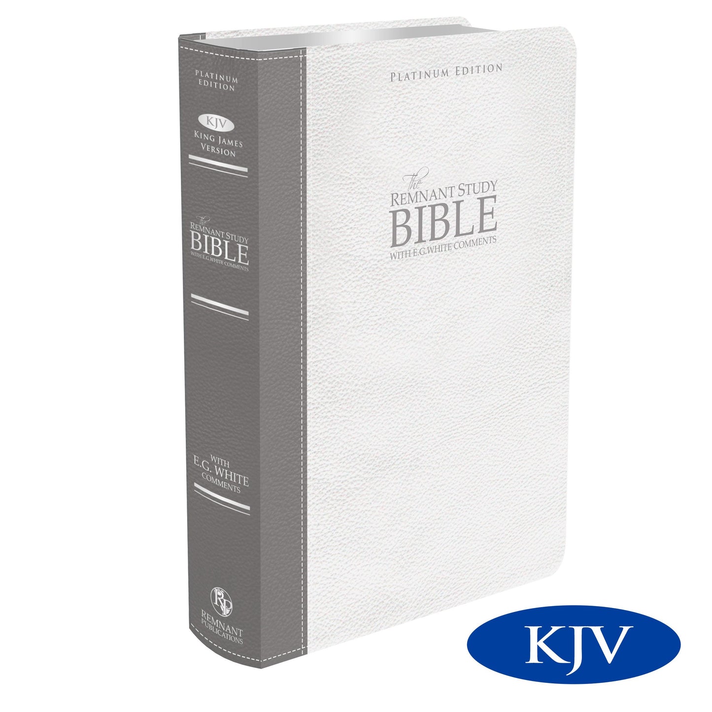 Platinum Remnant Study Bible KJV (Genuine Top-grain Leather Gray/White)