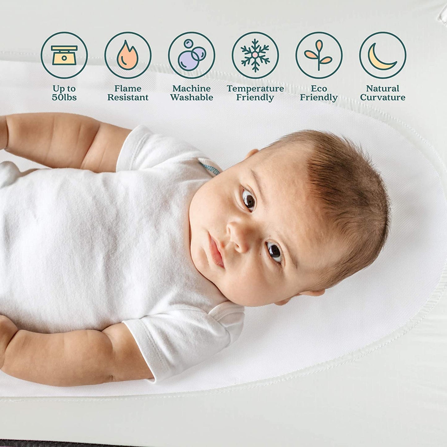 Crescent Womb | Infant Safety Bed | Pebble Grey | Portable and Safe Bassinet Attachment | Breathable and Strong Mesh Material | Baby Crib Alternative
