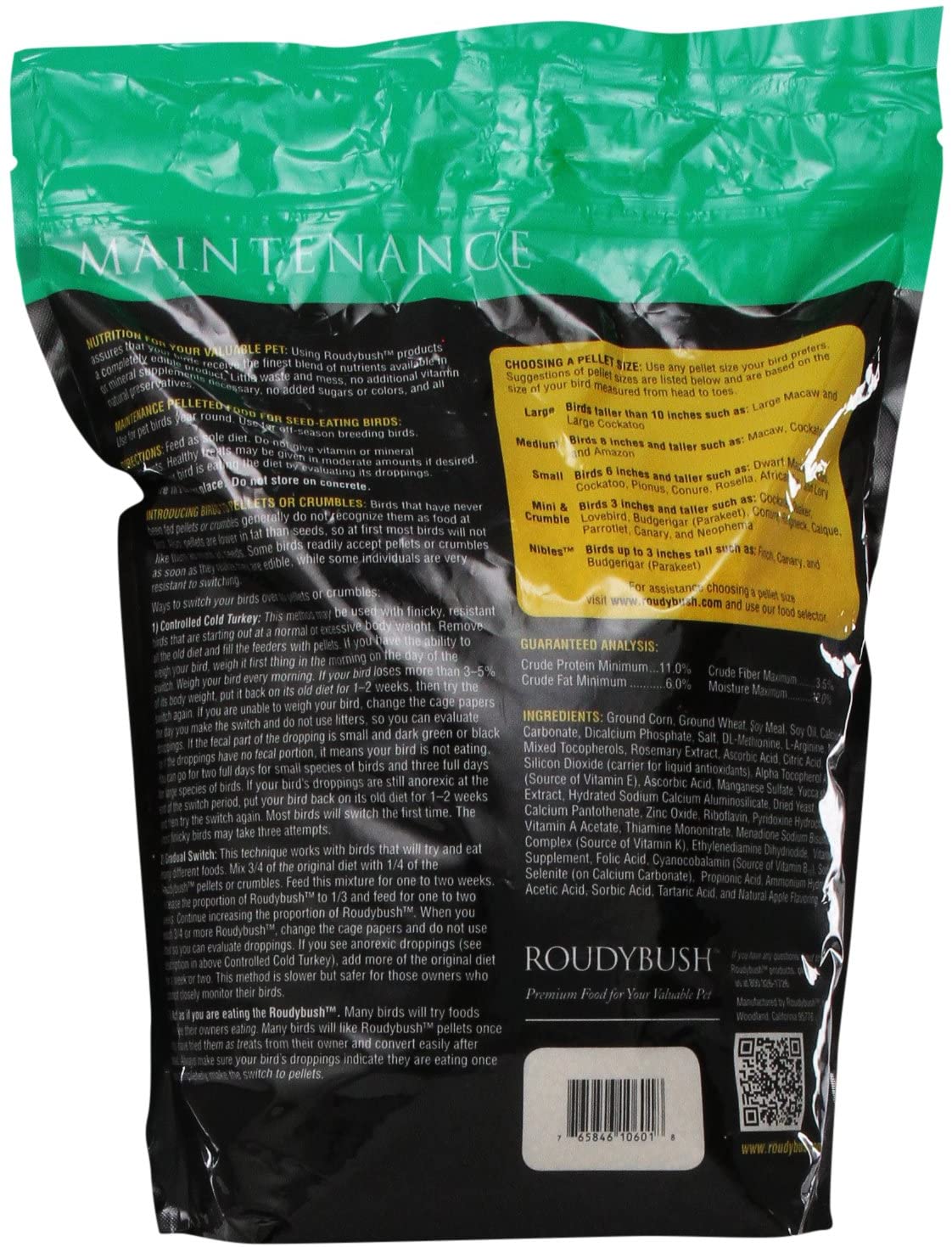 RoudyBush Daily Maintenance Bird Food, Nibles, 10-Pound (210NIDM)
