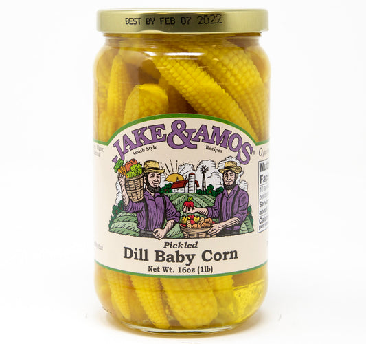 Jake & Amos Pickled Dill Baby Corn - 16 Oz Jar