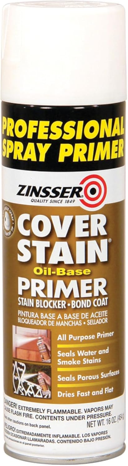 Zinsser Cover Stain White Flat Oil-Based Alkyd Spray Primer and Sealer 16 oz