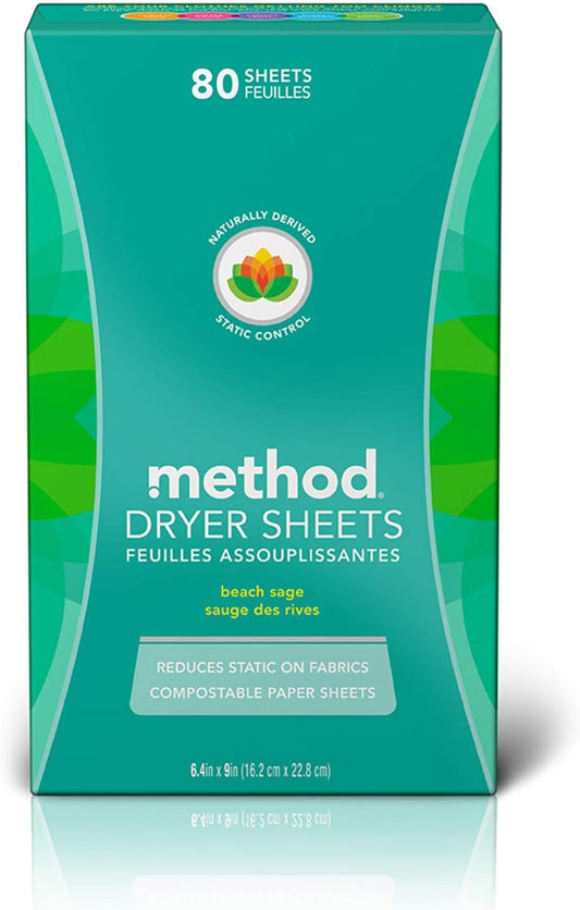 Method Beach Sage Scent Dryer Sheets Sheets 80 pk