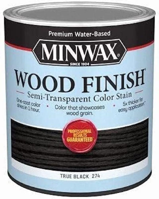 Minwax Wood Finish Semi-Transparent True Black Water-Based Acrylic Emulsion Wood Finish 1 qt