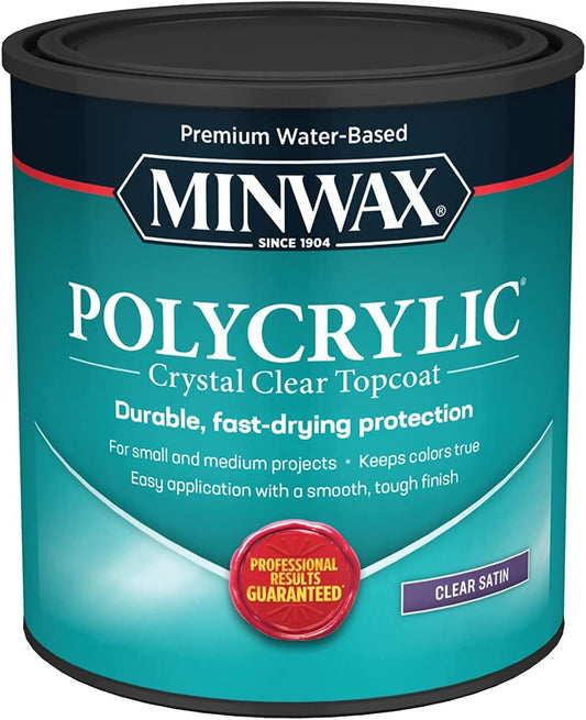Minwax Polycrylic Satin Crystal Clear Water-Based Polyurethane 1 qt