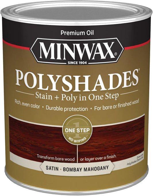 Minwax PolyShades Semi-Transparent Satin Bombay Mahogany Stain/Polyurethane Finish 1 qt