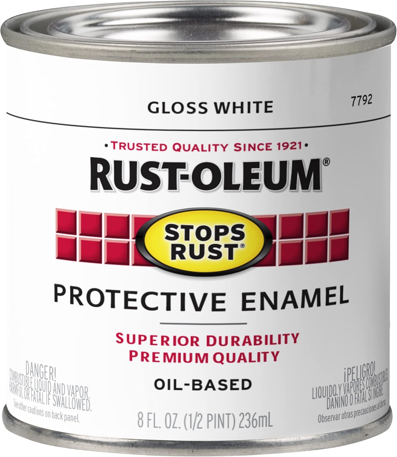 Rust-Oleum Stops Rust Indoor and Outdoor Gloss White Oil-Based Enamel Protective Paint 0.5 pt