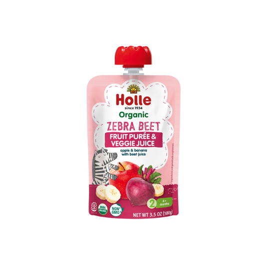 Holle Baby Food 6 Pouches - Organic Fruit & Veggie Puree - Zebra Beet