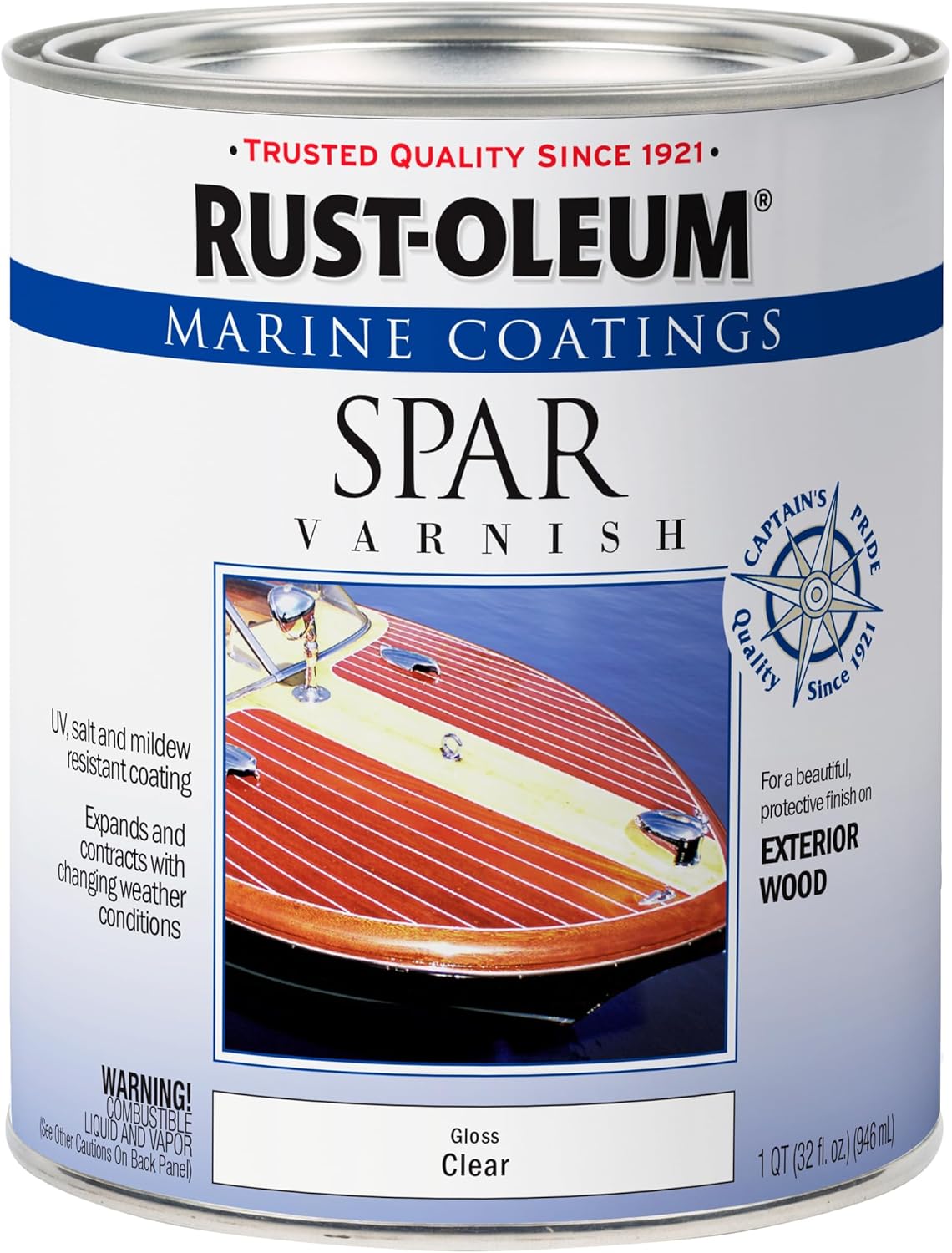 Rust-Oleum Gloss Clear Oil-Based Marine Spar Varnish 1 qt