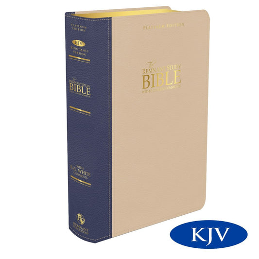 Platinum Remnant Study Bible KJV - LARGE Print (Genuine Top-grain Leather Blue and Taupe)