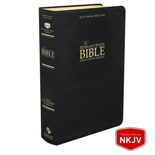 Platinum Remnant Study Bible NKJV - LARGE Print (Genuine Top-grain Leather Black)